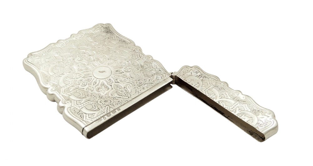 Antique Victorian Sterling Silver Card Case 1870 View VII