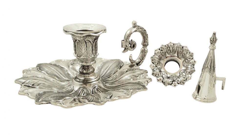 Antique Early Victorian Sterling Silver Chamberstick 1839 View II