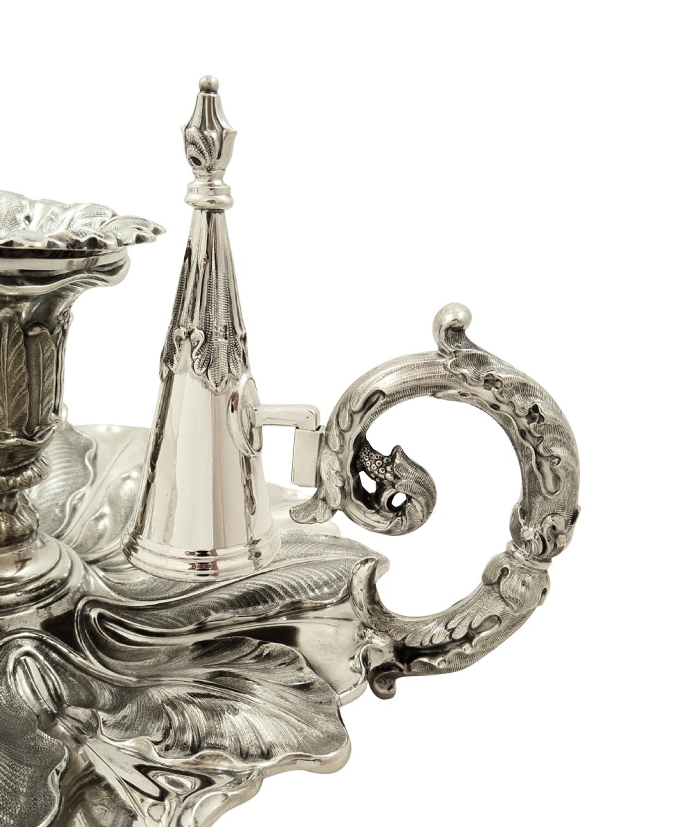 Antique Early Victorian Sterling Silver Chamberstick 1839 View IV