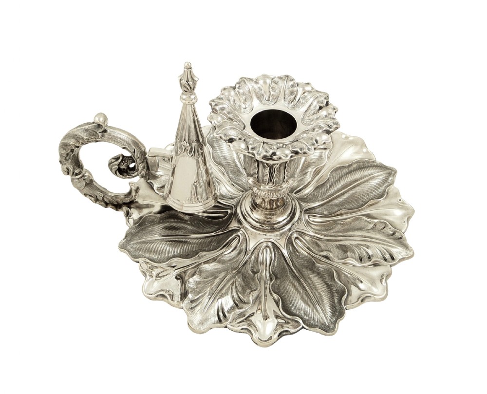 Antique Early Victorian Sterling Silver Chamberstick 1839 View VI