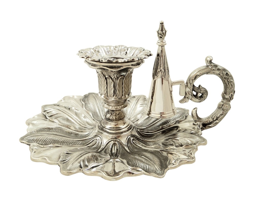 Antique Early Victorian Sterling Silver Chamberstick 1839 View X