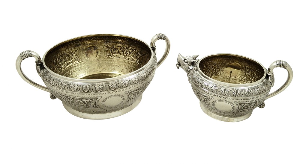 Antique Victorian Sterling Silver Jug & Bowl 1872 View IV