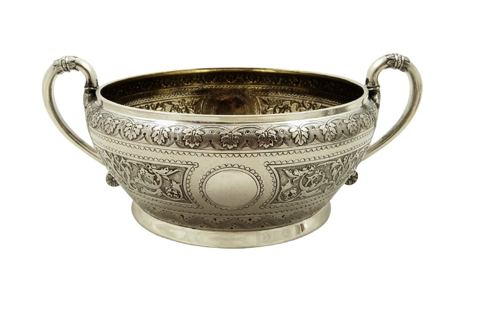 Antique Victorian Sterling Silver Jug & Bowl 1872 View V