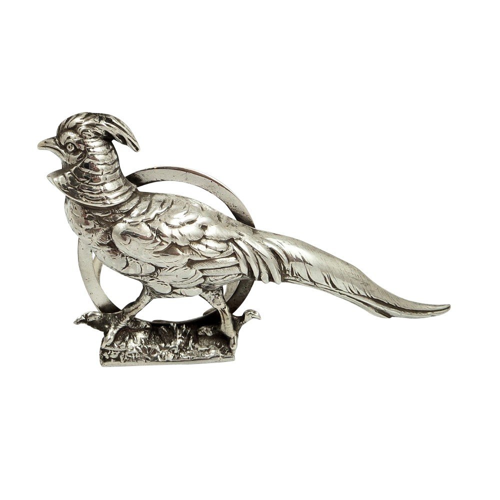 Antique Edwardian Sterling Silver Pheasant Menu Holder 1904