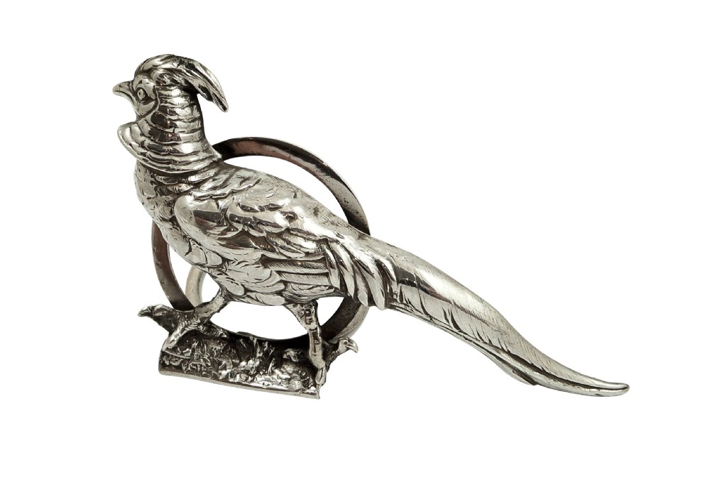 Antique Edwardian Sterling Silver Pheasant Menu Holder 1904 View VI