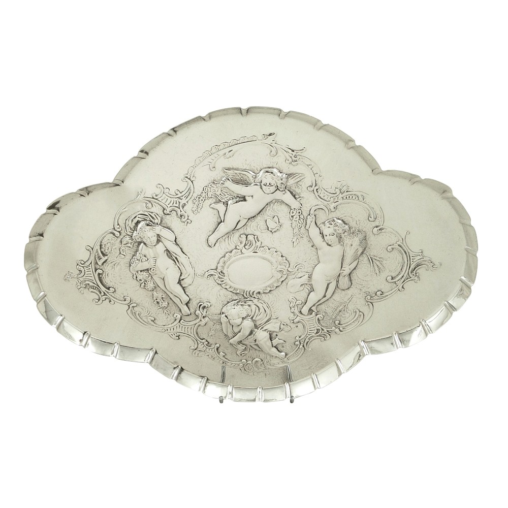 Antique Edwardian Sterling Silver 'Cherub' Dressing Tray 1902