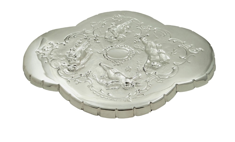 Antique Edwardian Sterling Silver 'Cherub' Dressing Tray 1902 View VII