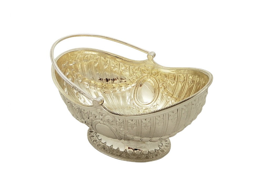 Antique Victorian Sterling Silver Sugar Basket 1888 View V