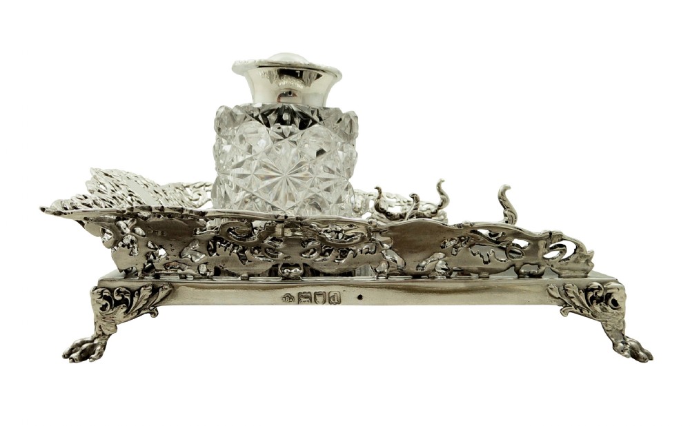 Antique Victorian Sterling Silver & Tortoiseshell Inkstand 1899 View VII