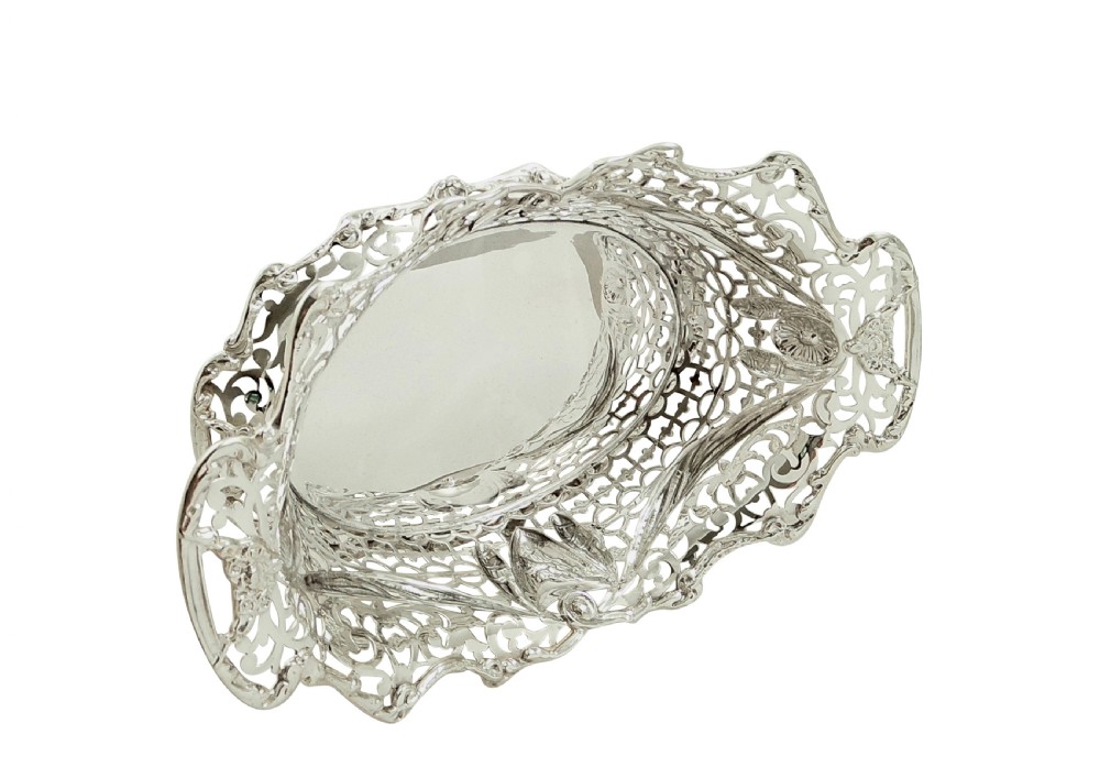 Antique  Edwardian Sterling Silver Pierced Basket / Dish 1901 View V