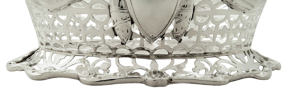 Antique  Edwardian Sterling Silver Pierced Basket / Dish 1901 View VI