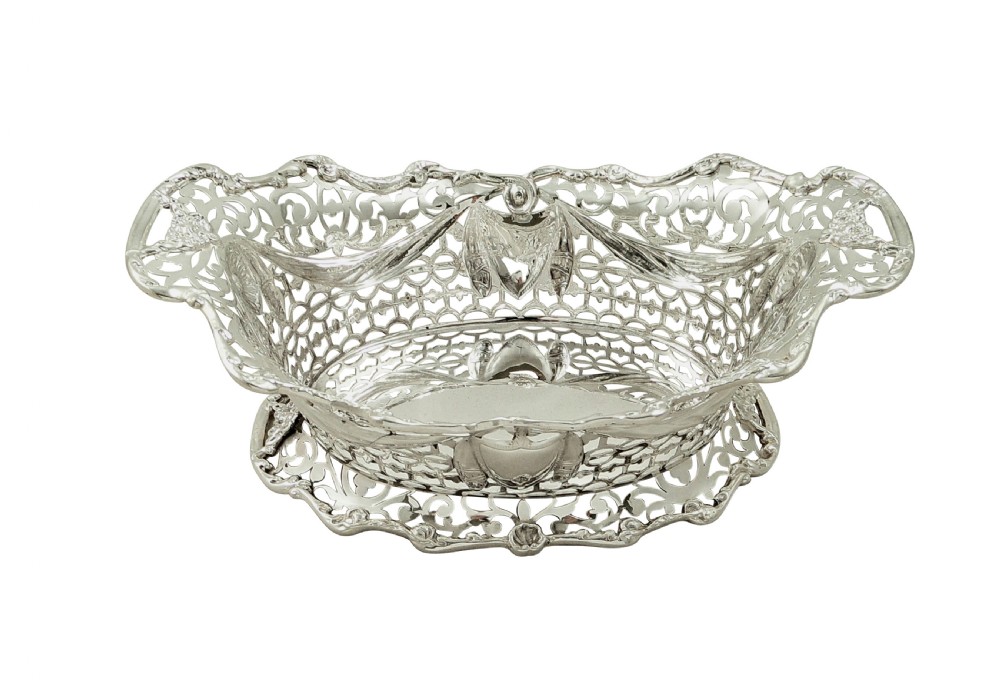 Antique  Edwardian Sterling Silver Pierced Basket / Dish 1901 View VII