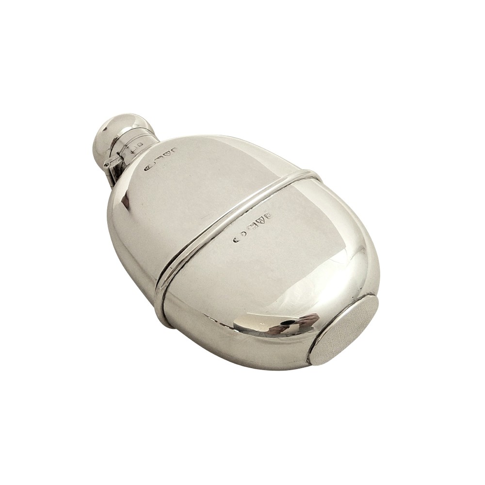 Antique Edwardian Sterling Silver Hip Flask 1905