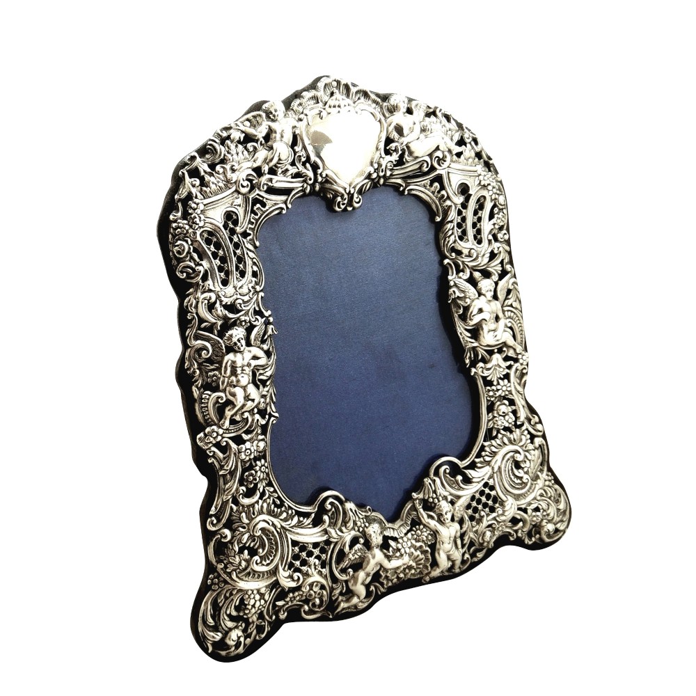 Antique Victorian Sterling Silver 'Cherubs' Photo Frame 1894