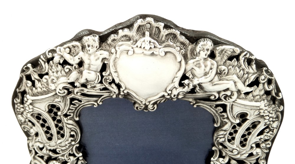 Antique Victorian Sterling Silver 'Cherubs' Photo Frame 1894 View II