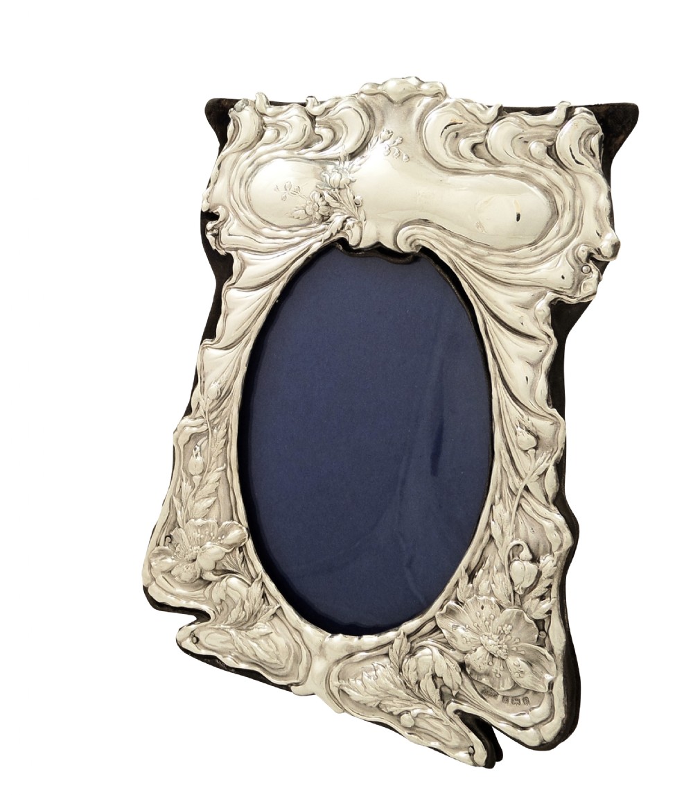 Antique Art Nouveau Sterling Silver Photo Frame 1901 View X