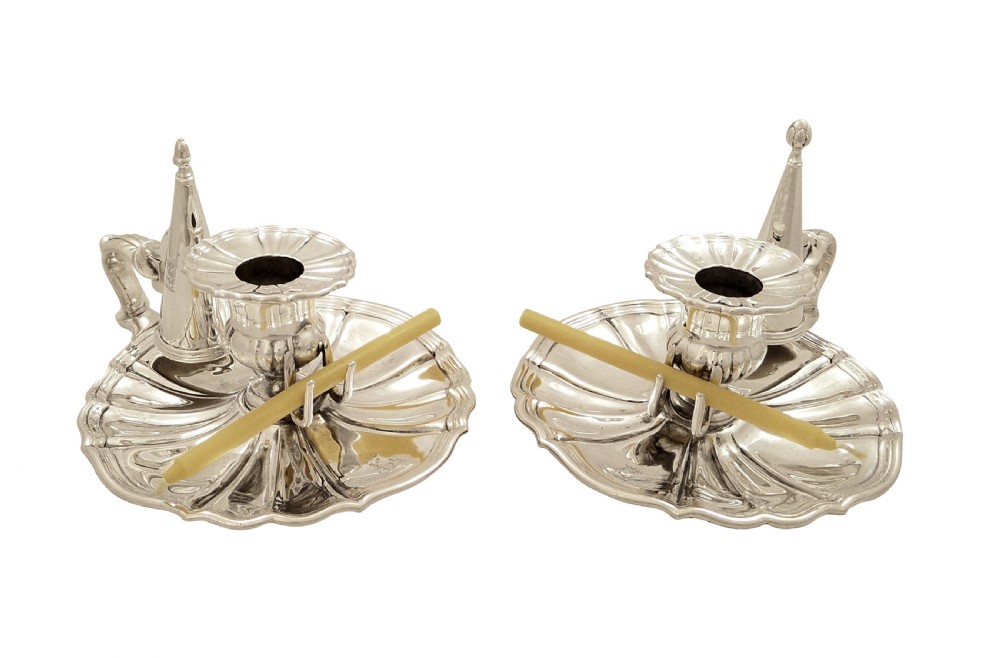 Pair of Antique Georgian Sterling Silver Chambersticks - Garrards 1828 View XII