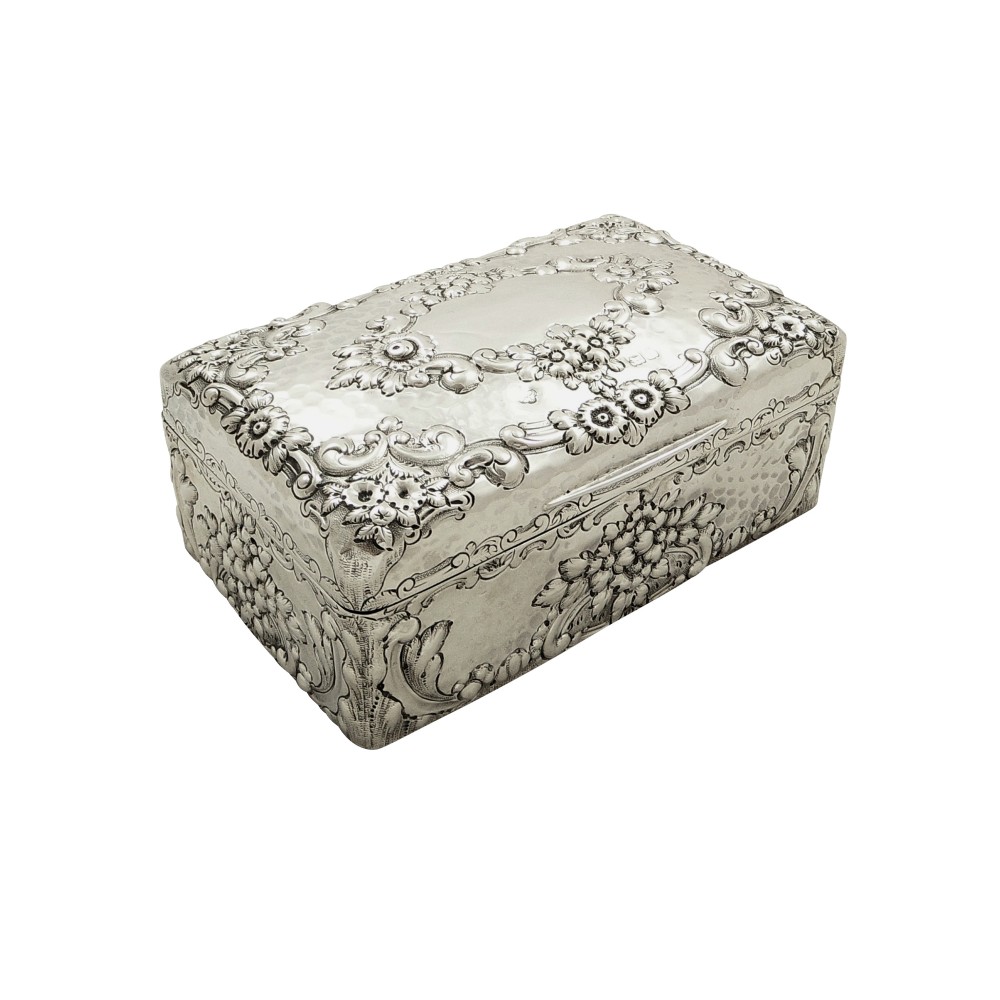 Antique Sterling Silver Cigarette Box 1901