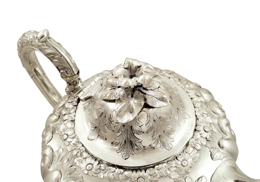 Antique Victorian Sterling Silver Teapot 1844 View III