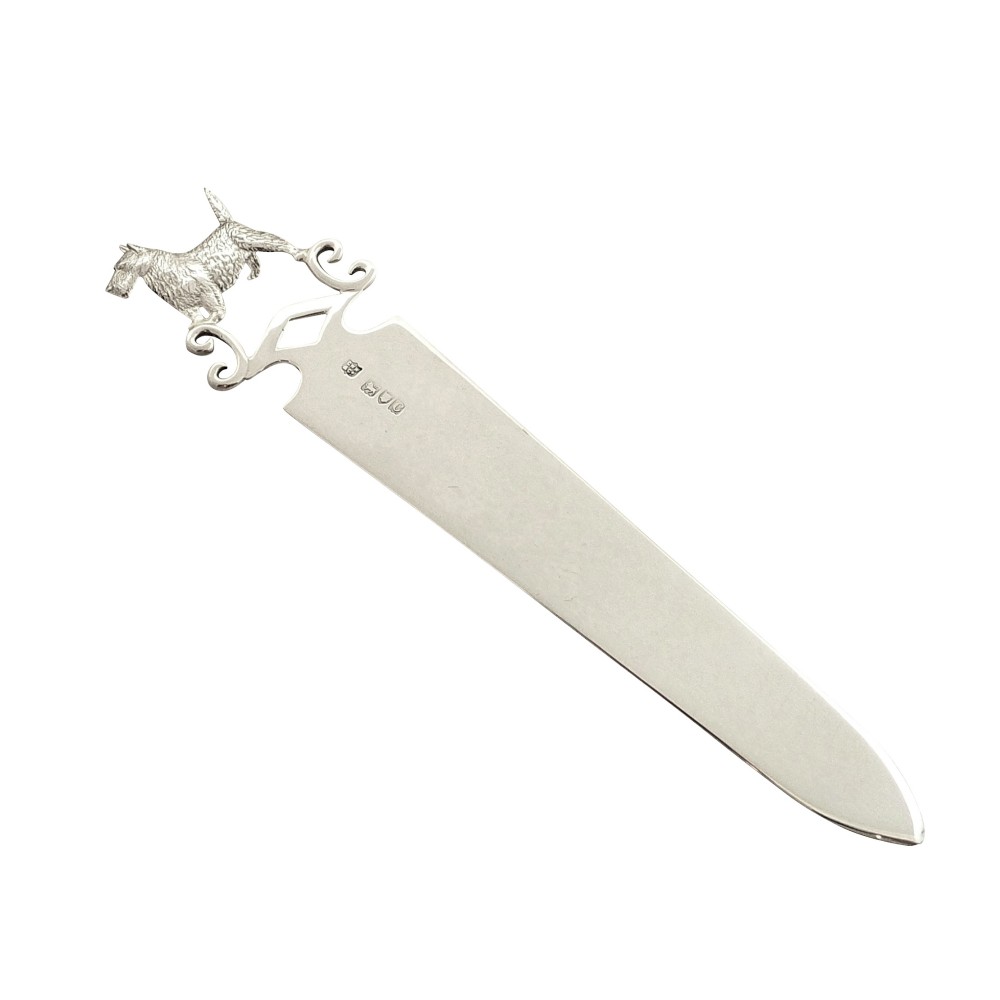 Antique Victorian Sterling Silver Novelty Dog Letter Opener 1898 - Terrier
