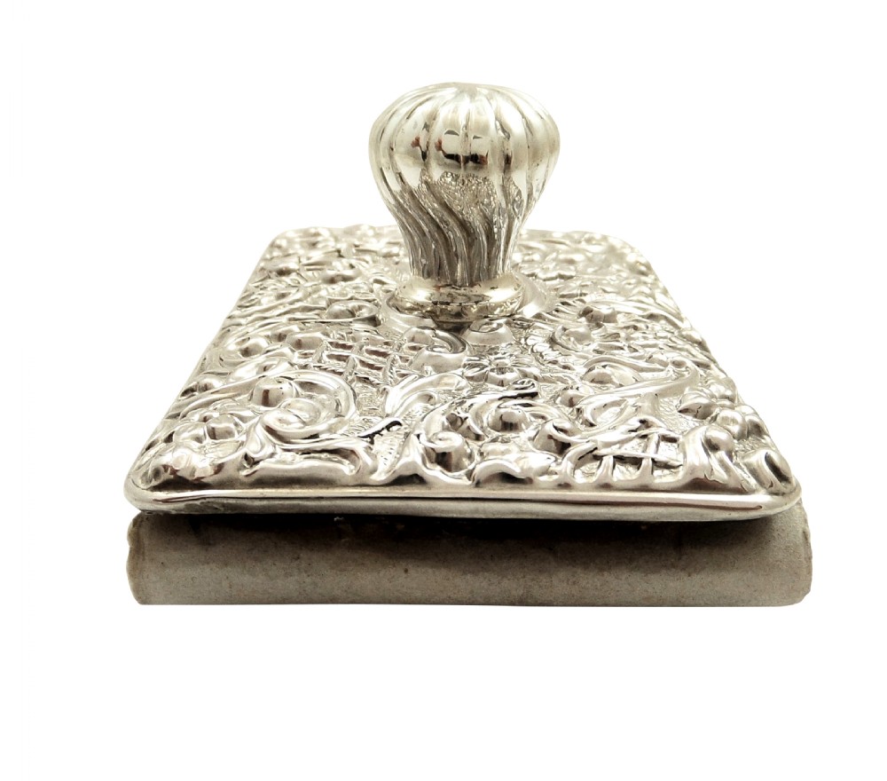 Antique Edwardian Sterling Silver Desk Top Roller Blotter 1902 View IV