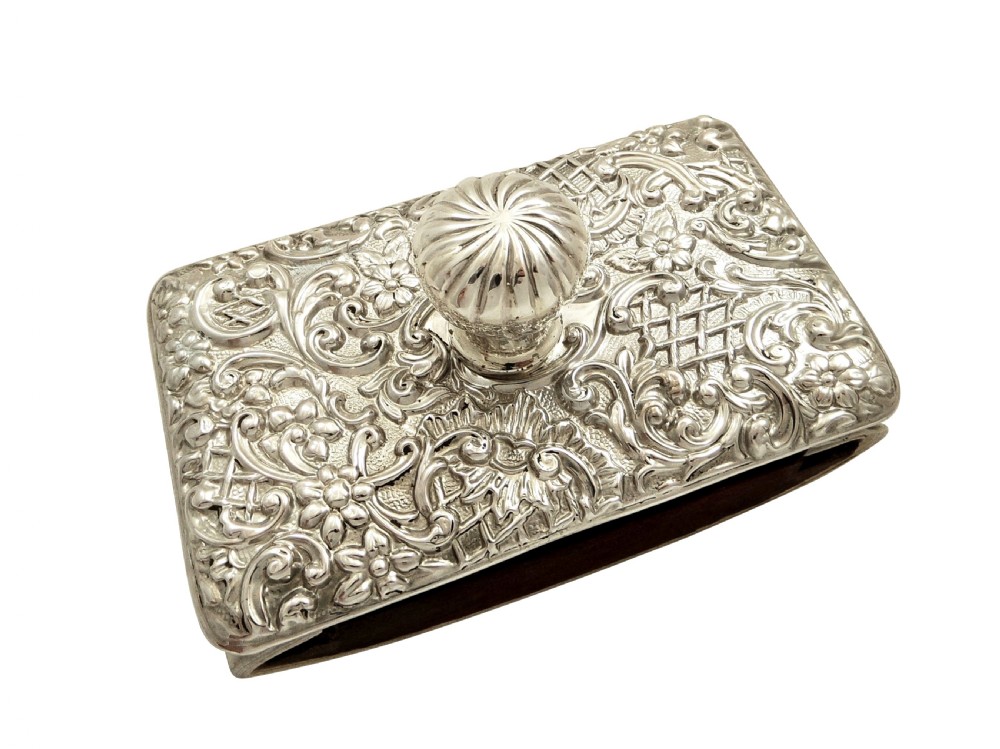 Antique Edwardian Sterling Silver Desk Top Roller Blotter 1902 View IX
