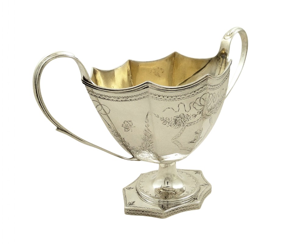 Antique Edwardian Sterling Silver Sugar Bowl 1901 View V