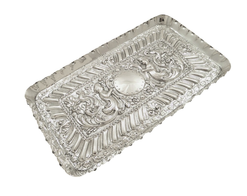 Antique Victorian Sterling Silver Dressing Tray 1895 View II