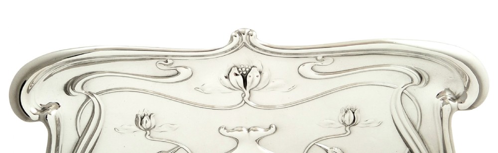 Antique Art Nouveau Sterling Silver Kingfisher Bird Dressing Tray 1903 View III