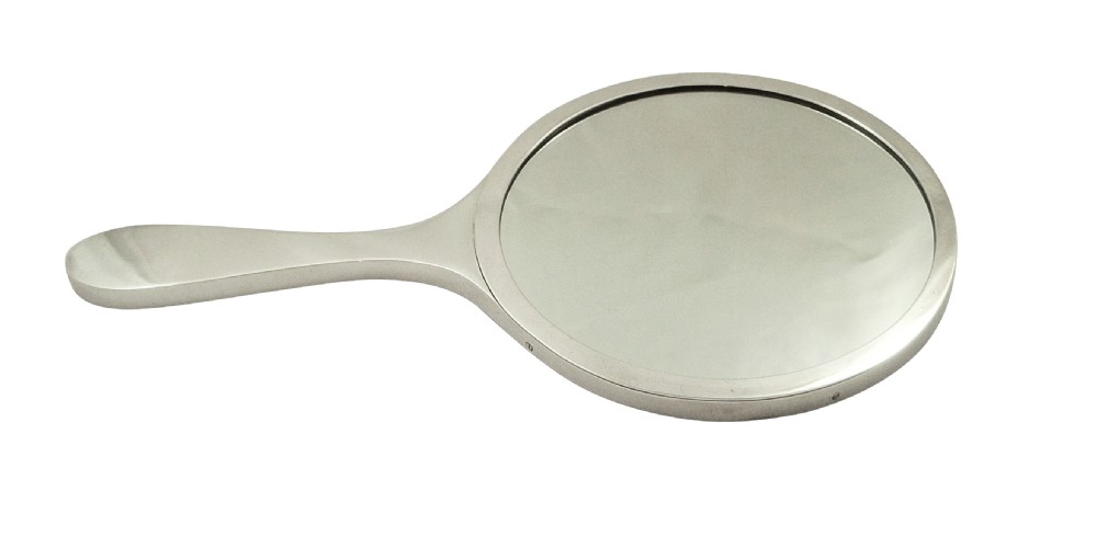 Vintage Sterling Silver & Hand Painted Enamel Forget Me Nots Mirror 1959 View III