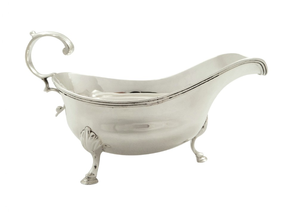 Antique Georgian Sterling Silver Gravy Boat / Sauce Jug 1804 View V