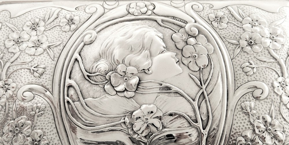 Antique Art Nouveau Sterling Silver Dressing Tray 1906 View II