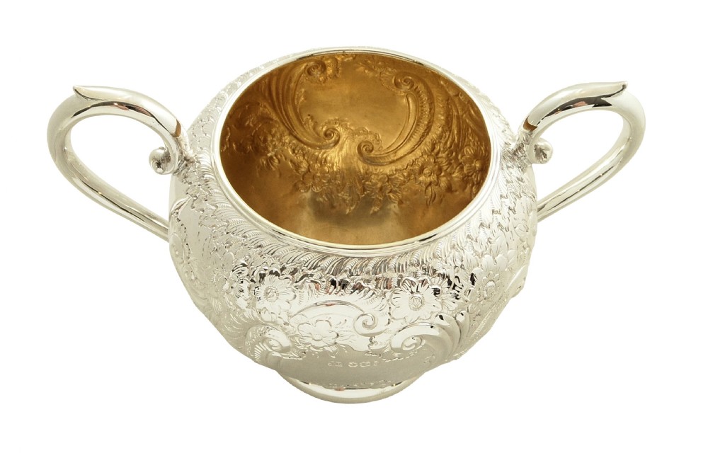 Antique Victorian Sterling Silver 2 Handle Bowl 1896 View VII