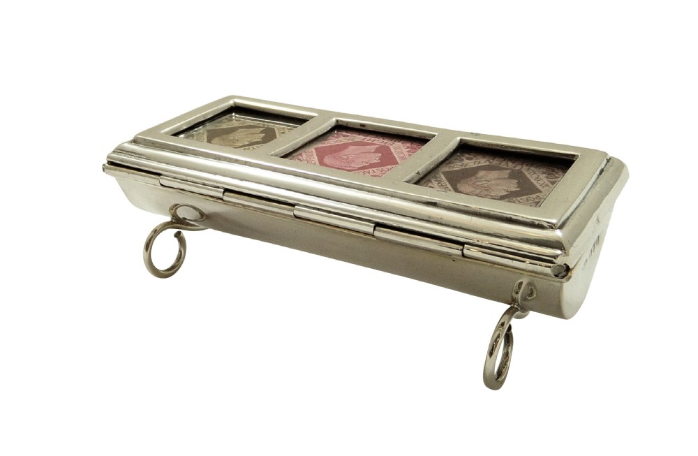Antique Victorian Sterling Silver Stamp Box 1900 View II
