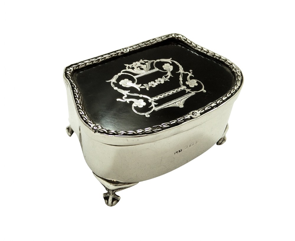 Antique Edwardian Sterling Silver & Tortoiseshell Trinket Box 1906 View IX