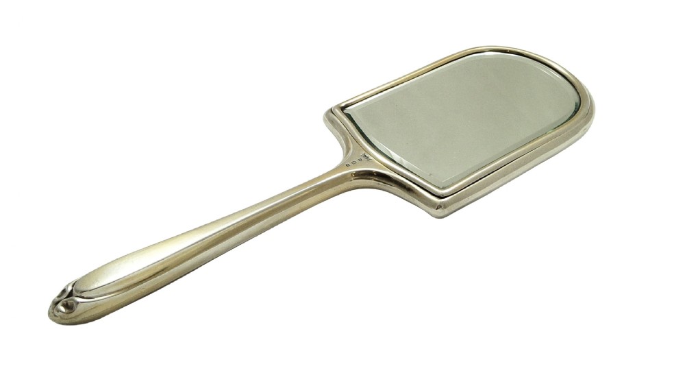 Vintage Sterling Silver & Enamel Hand Mirror 1956 View V