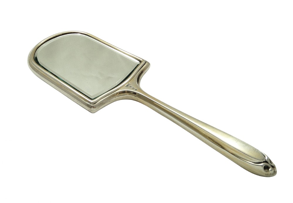 Vintage Sterling Silver & Enamel Hand Mirror 1956 View VIII