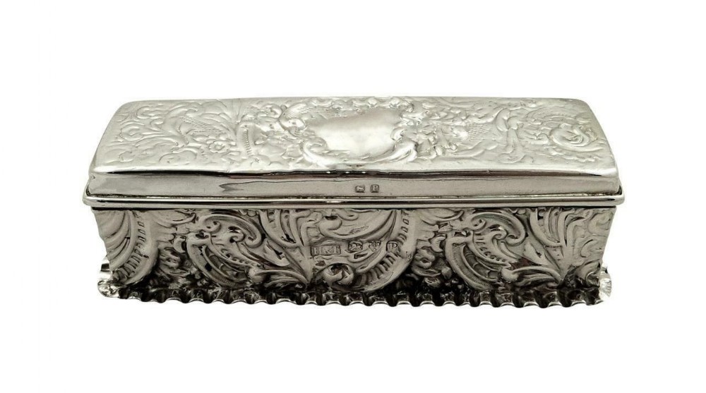 Antique Victorian Sterling Silver Trinket Box 1898