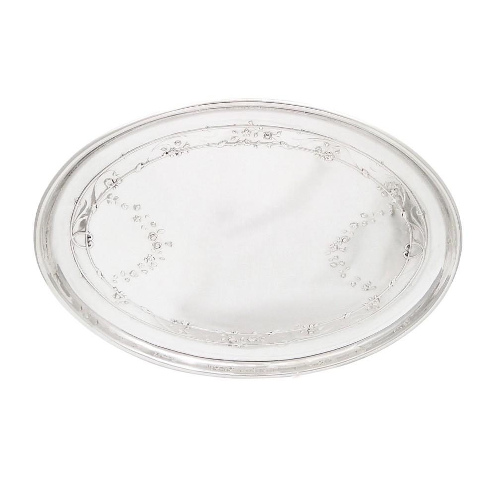 Antique Edwardian Sterling Silver Oval Dressing Tray 1907