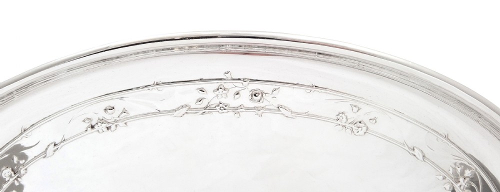 Antique Edwardian Sterling Silver Oval Dressing Tray 1907 View II