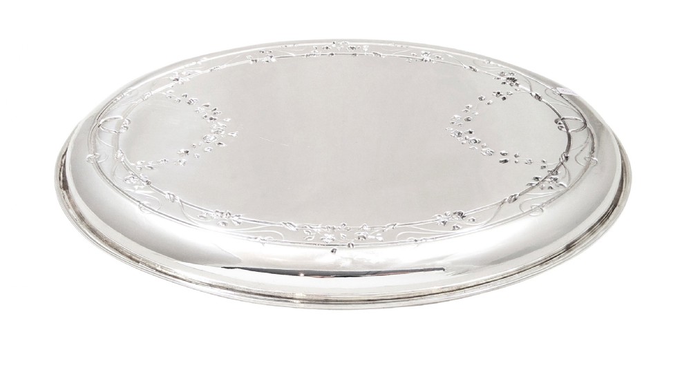 Antique Edwardian Sterling Silver Oval Dressing Tray 1907 View VIII