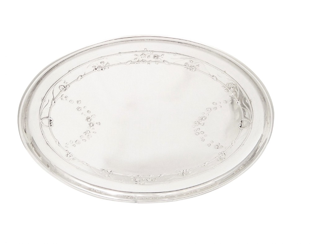 Antique Edwardian Sterling Silver Oval Dressing Tray 1907 View X