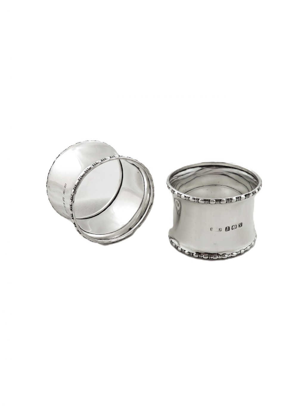 Set of 6 Antique George V Sterling Silver Napkin Rings in Case 1920/21 View III
