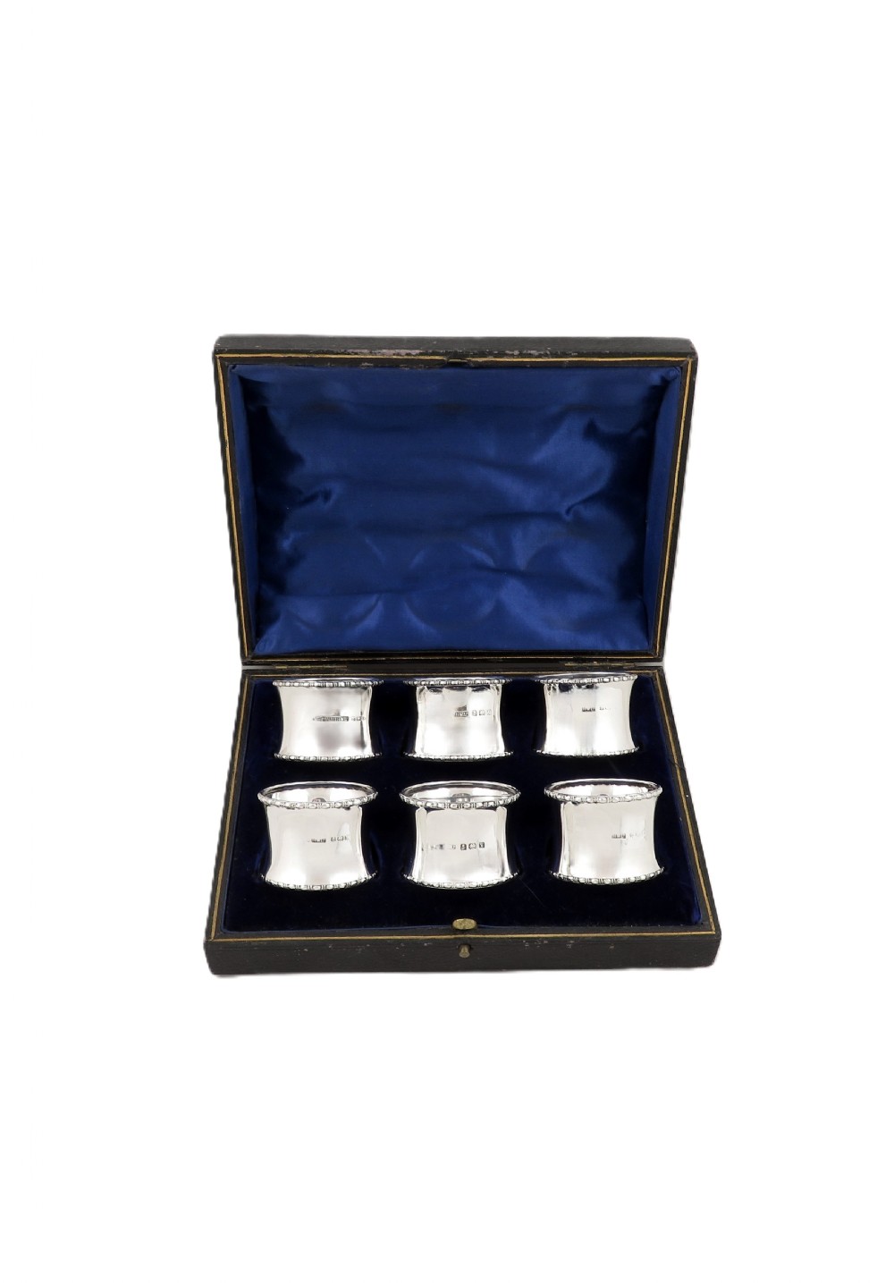 Set of 6 Antique George V Sterling Silver Napkin Rings in Case 1920/21 View VII