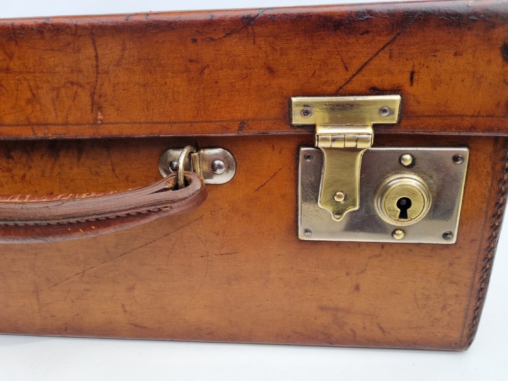 Antique brown leather weekend case c1860 in excellent condition 40cm View III