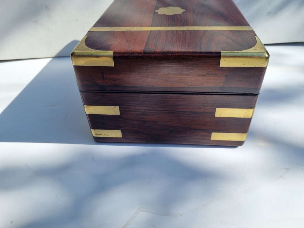 Antique Regency rosewood brass mounted jewelllery or document box c 1820  View III