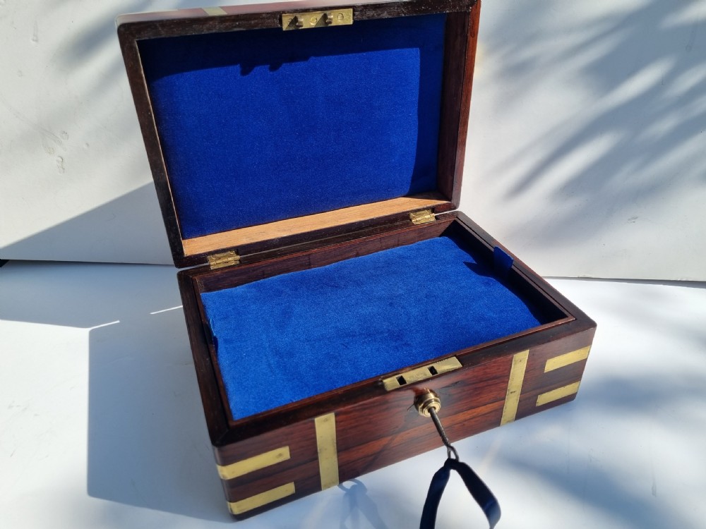 Antique Regency rosewood brass mounted jewelllery or document box c 1820  View VI