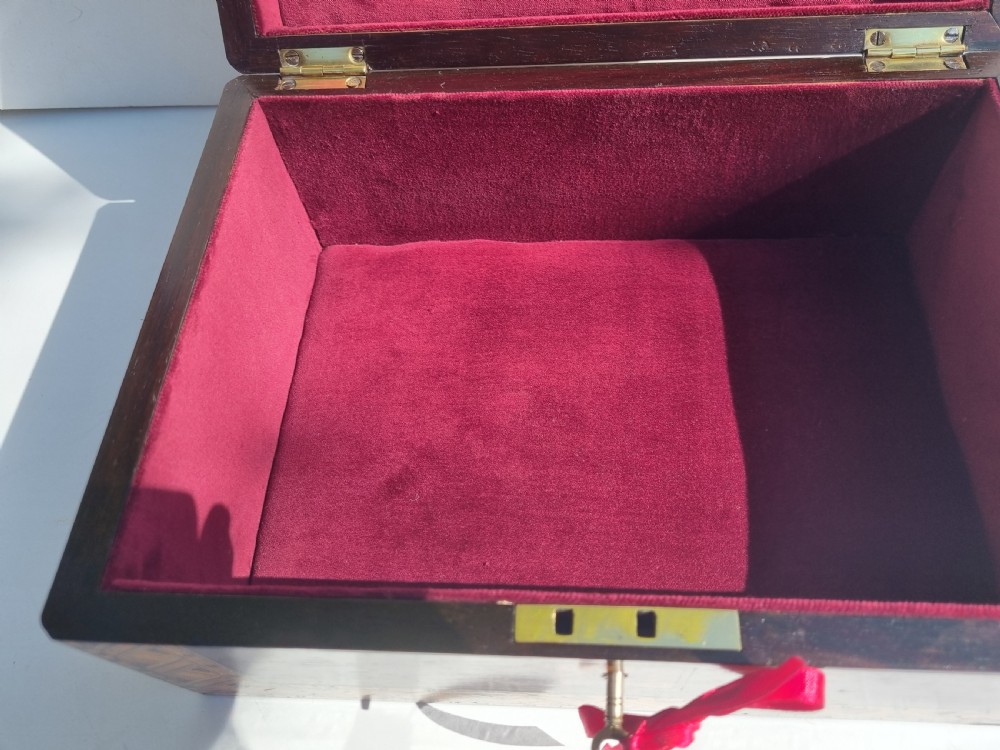 Antique Victorian rosewood box with Tonbridge Ware decoration c 1860 27cm View VII