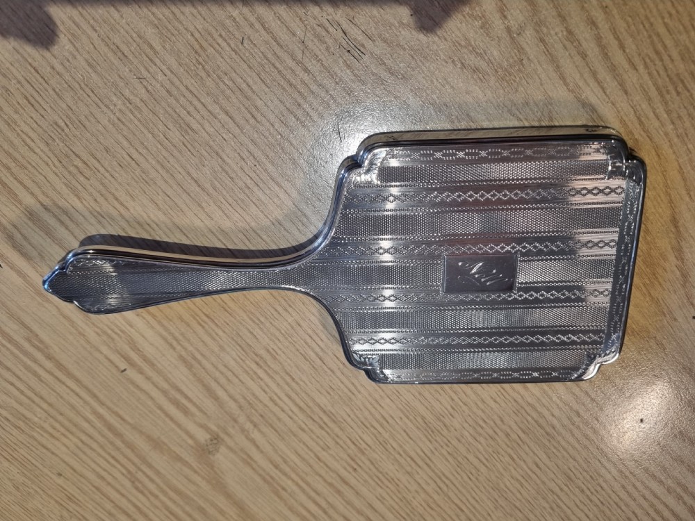 Antique silver hand mirror 8