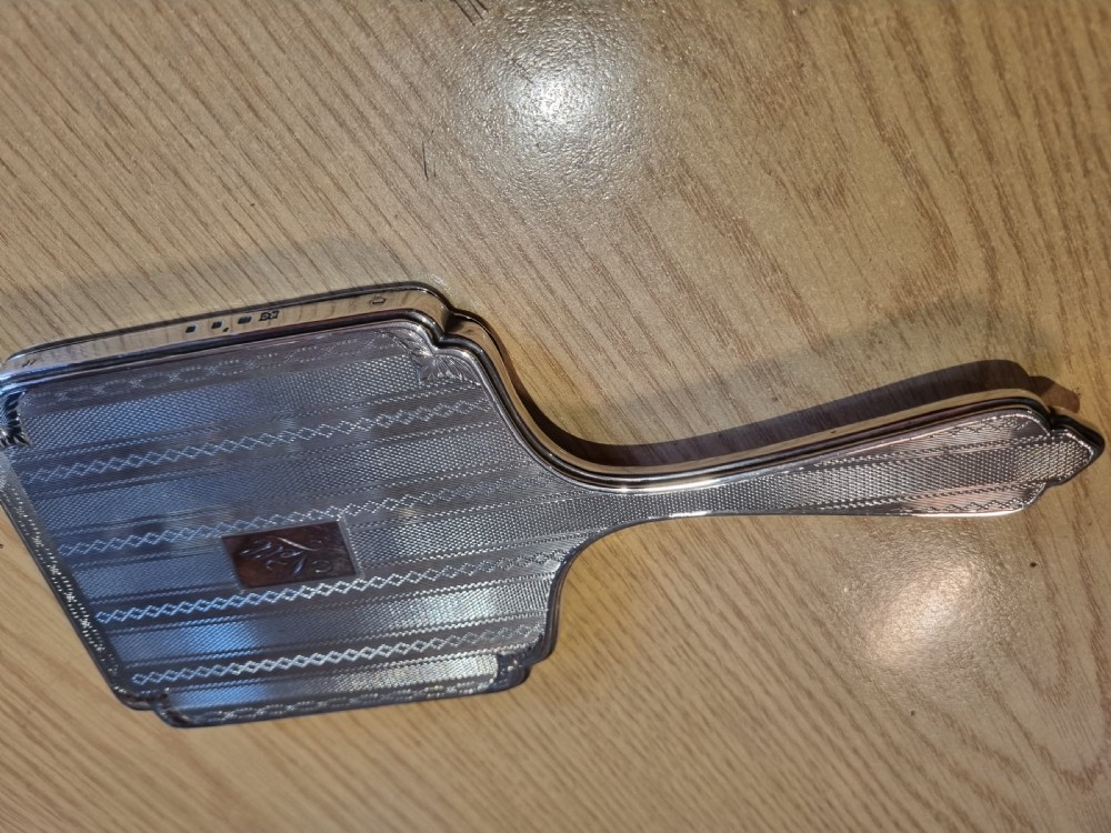 Antique silver hand mirror 8